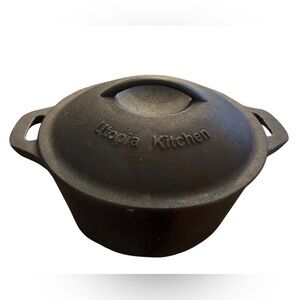 Utopia Kitchen Cast Iron 11” Black Dutch Oven with Handles